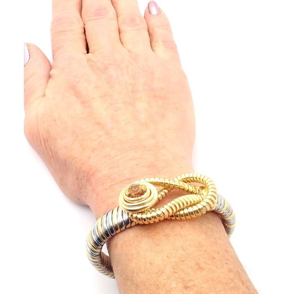 Authentic Cartier Hercules Knot 18k Yellow Gold Stainless Steel Citrine Bracelet - Picture 9 of 12